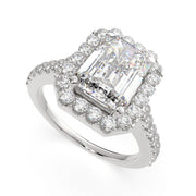 Bianca Emerald Cut Halo Pave Engagement Ring Setting - Nivetta